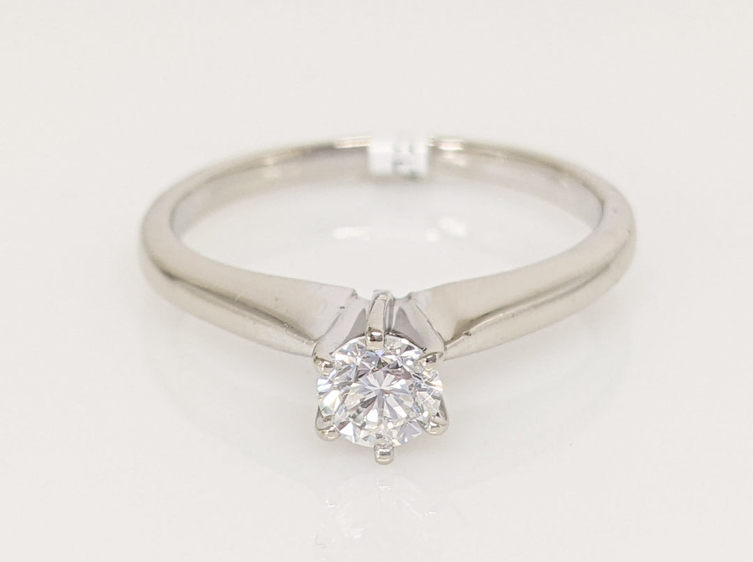 14K WHITE .30 CARAT TOTAL SI1 H DIAMOND ROUND 6-PRONG SOLITAIRE ESTATE RING 2.3 GRAMS