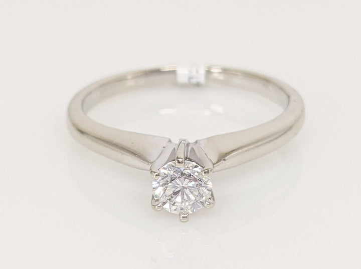 14K WHITE .30 CARAT TOTAL SI1 H DIAMOND ROUND 6-PRONG SOLITAIRE ESTATE RING 2.3 GRAMS