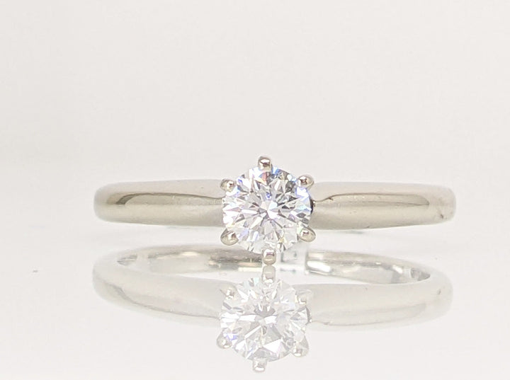 14K WHITE .30 CARAT TOTAL SI1 H DIAMOND ROUND 6-PRONG SOLITAIRE ESTATE RING 2.3 GRAMS