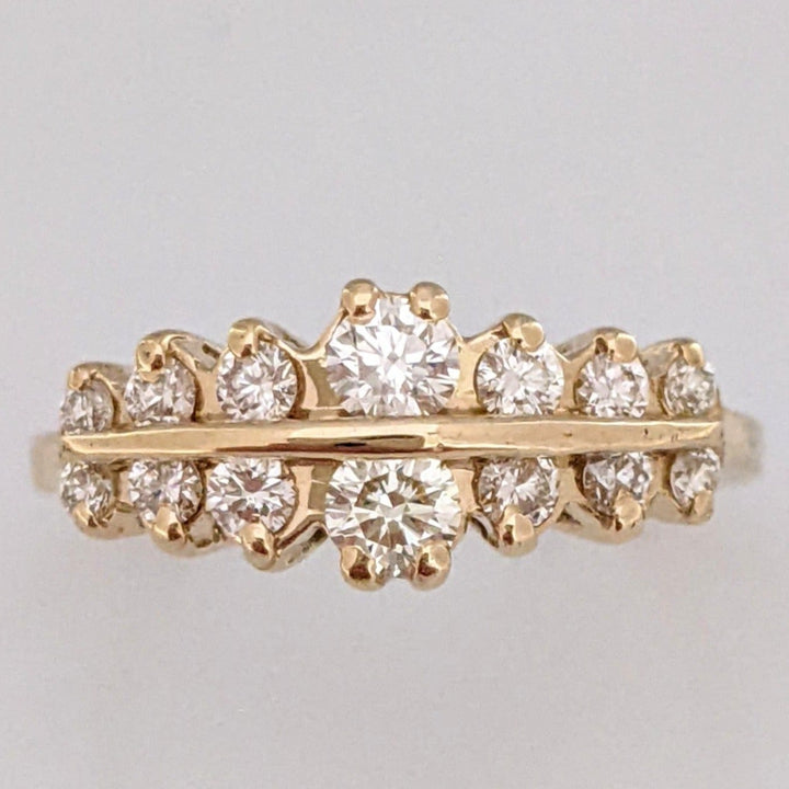 14K .61 CARAT TOTAL WEIGHT SI1 K DIAMOND ROUND (14) ESTATE RING 3.8 GRAMS