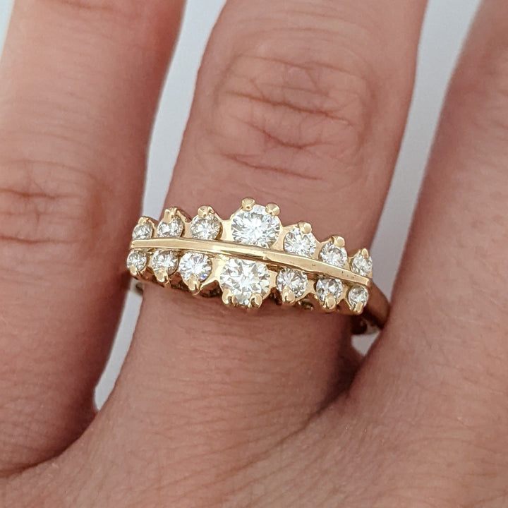 14K .61 CARAT TOTAL WEIGHT SI1 K DIAMOND ROUND (14) ESTATE RING 3.8 GRAMS