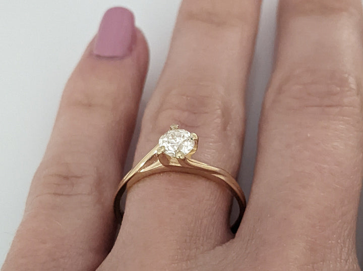 14K .39 CARAT TOTAL VS2 I DIAMOND ROUND (1) ESTATE BYPASS RING 1.5 GRAMS
