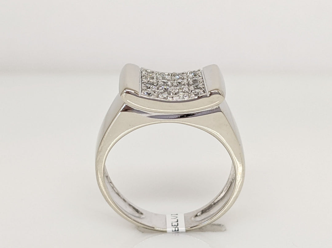 18K WHITE CUBIC ZIRCONIA (16) SCOOP TOP ESTATE RING 4.5 GRAMS