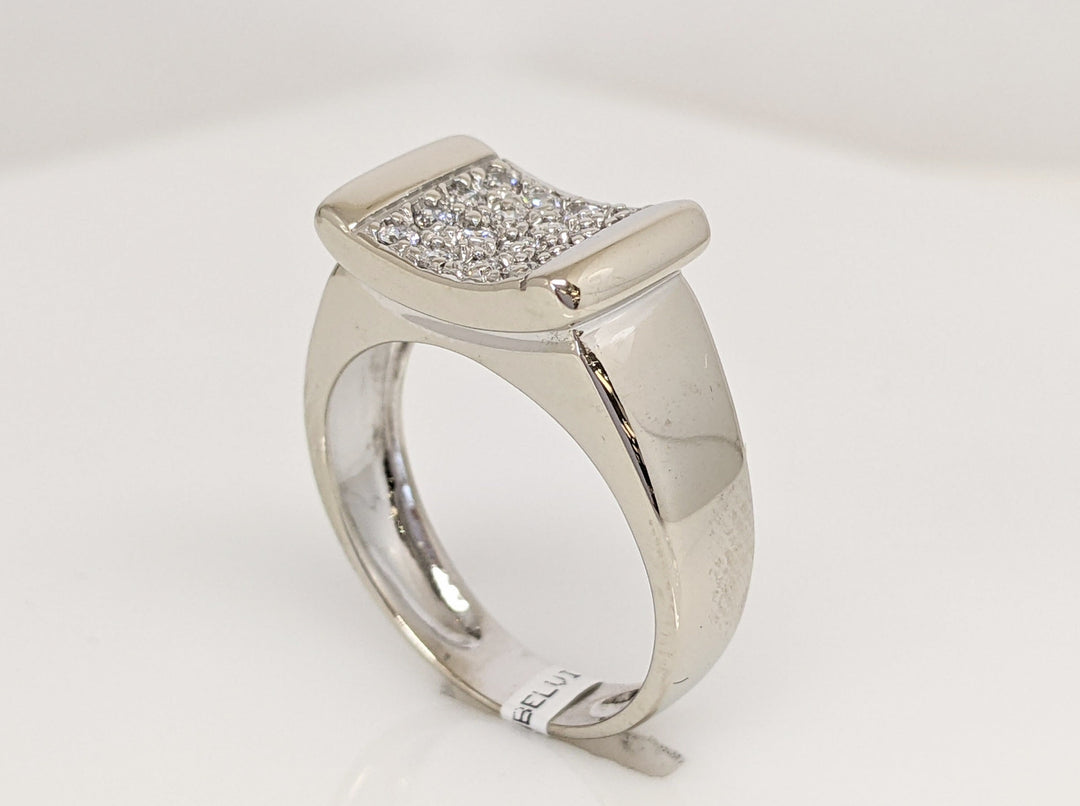 18K WHITE CUBIC ZIRCONIA (16) SCOOP TOP ESTATE RING 4.5 GRAMS