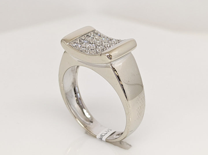 18K WHITE CUBIC ZIRCONIA (16) SCOOP TOP ESTATE RING 4.5 GRAMS