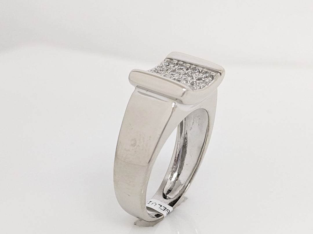 18K WHITE CUBIC ZIRCONIA (16) SCOOP TOP ESTATE RING 4.5 GRAMS