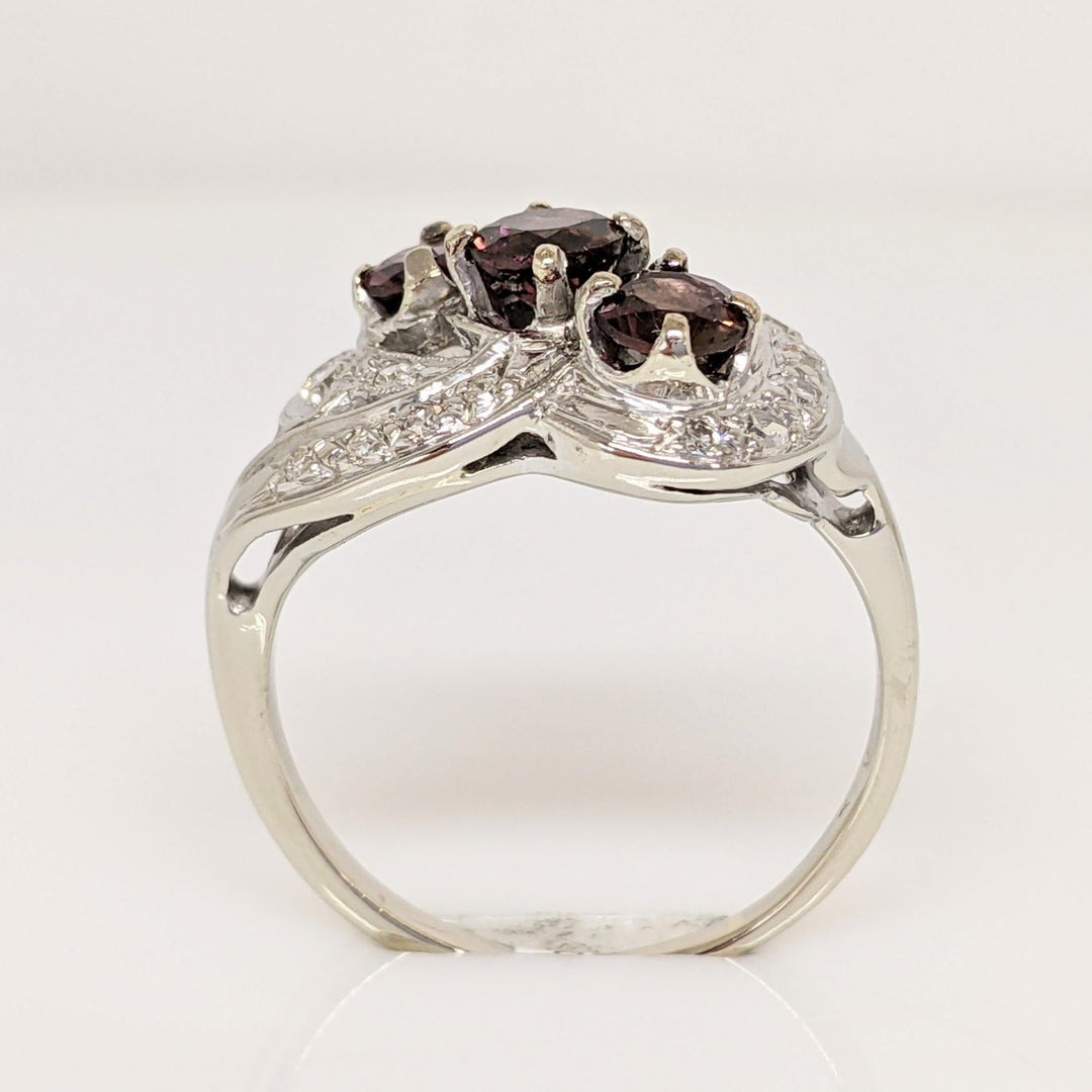 10K WHITE PINK TOURMALINE ROUND (3) WITH .45 DIAMOND TOTAL WEIGHT ESTATE RING 4.1 GRAMS