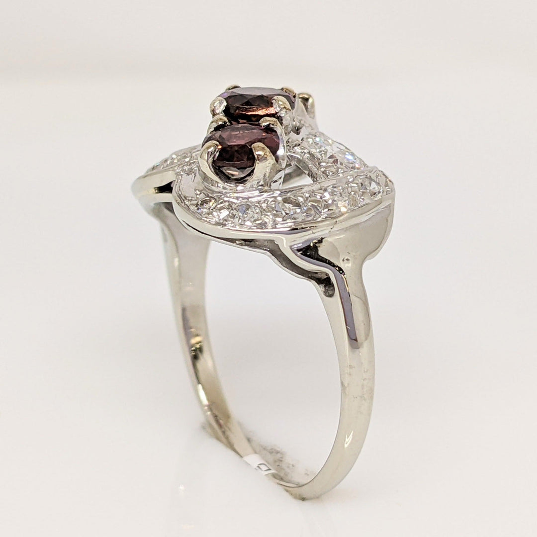 10K WHITE PINK TOURMALINE ROUND (3) WITH .45 DIAMOND TOTAL WEIGHT ESTATE RING 4.1 GRAMS