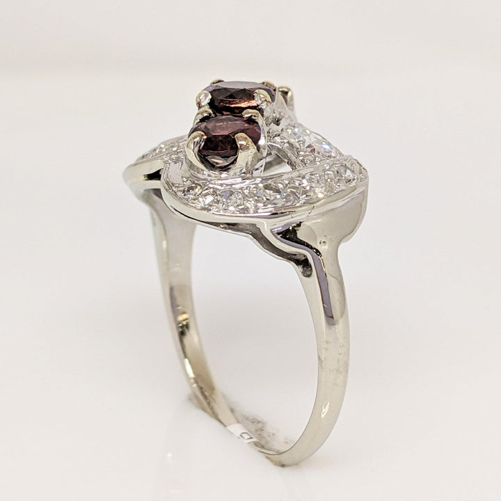 10K WHITE PINK TOURMALINE ROUND (3) WITH .45 DIAMOND TOTAL WEIGHT ESTATE RING 4.1 GRAMS