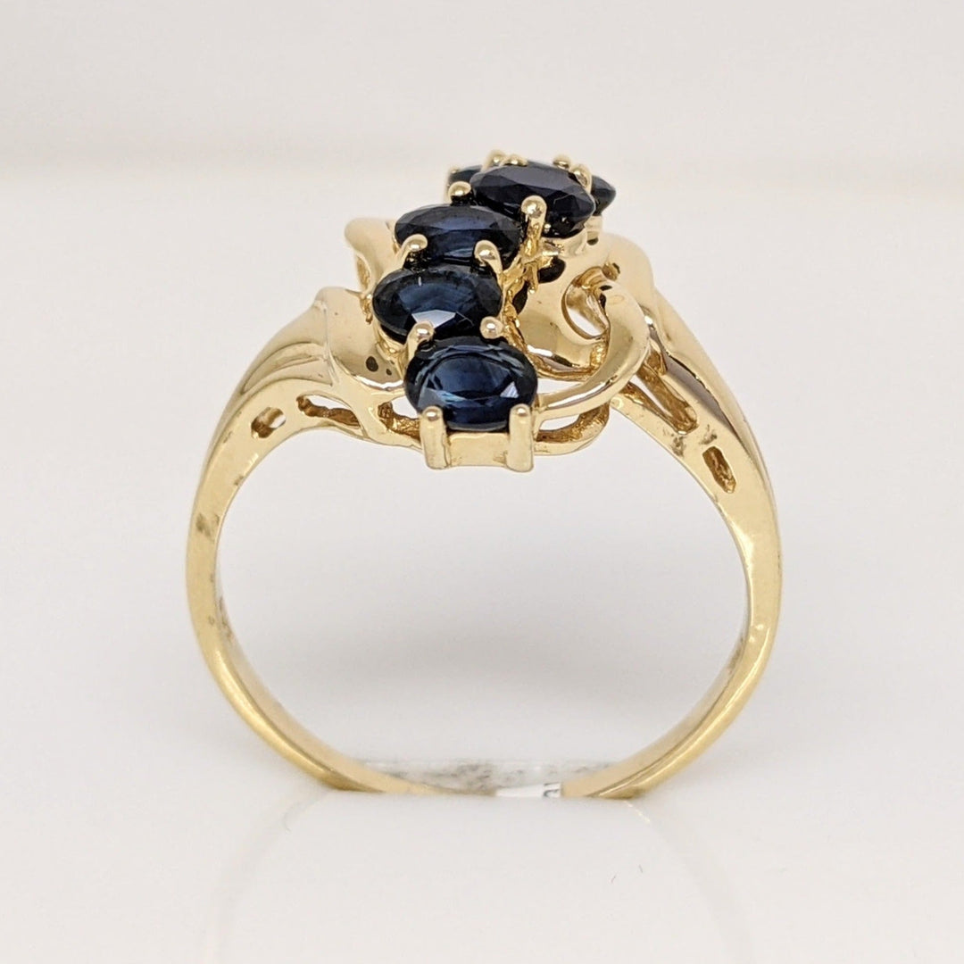 14K SAPPHIRE OVAL (6) 3X4 ESTATE SWIRL LINE RING 3.1 GRAMS