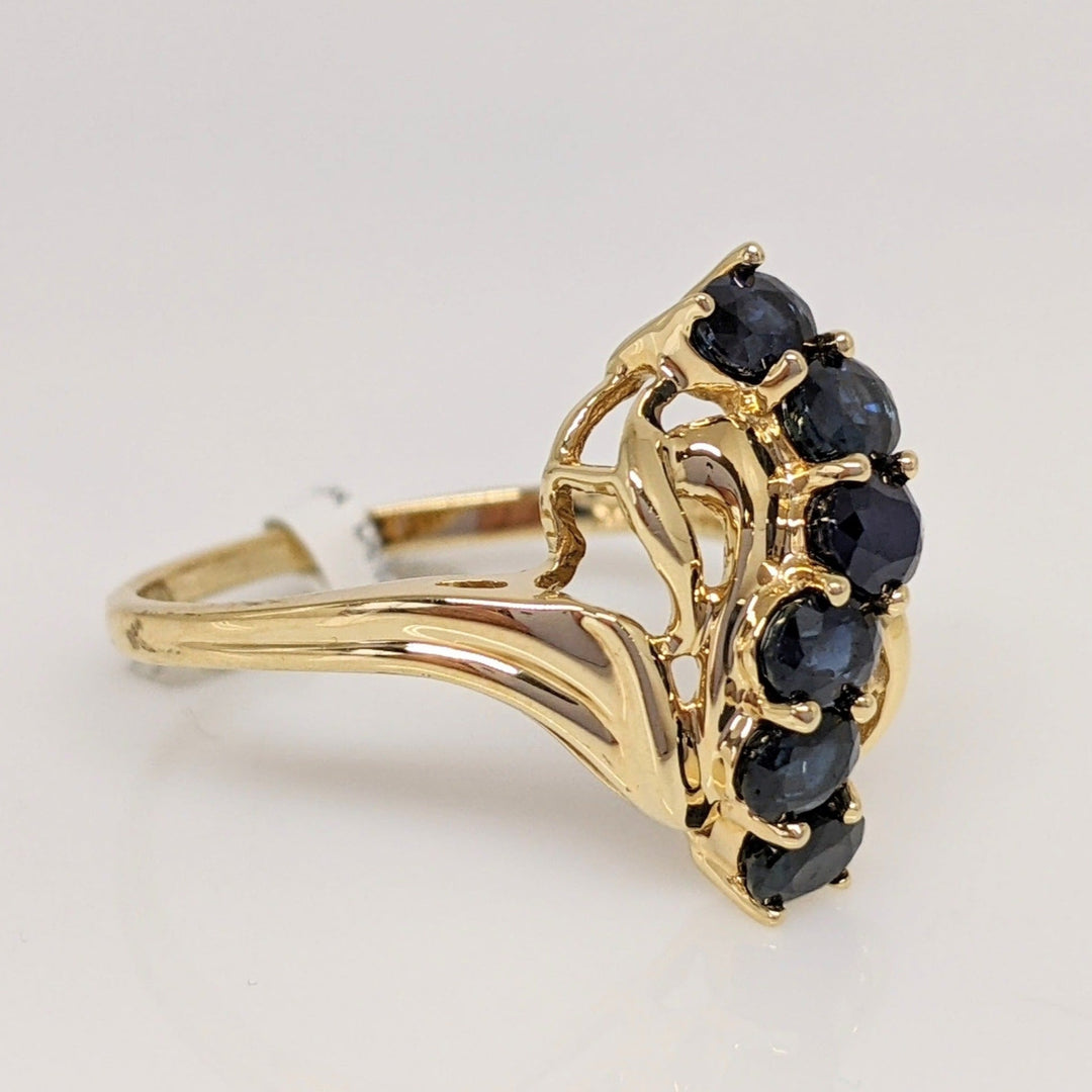 14K SAPPHIRE OVAL (6) 3X4 ESTATE SWIRL LINE RING 3.1 GRAMS