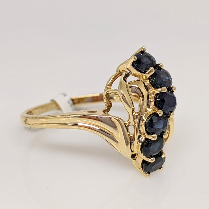 14K SAPPHIRE OVAL (6) 3X4 ESTATE SWIRL LINE RING 3.1 GRAMS