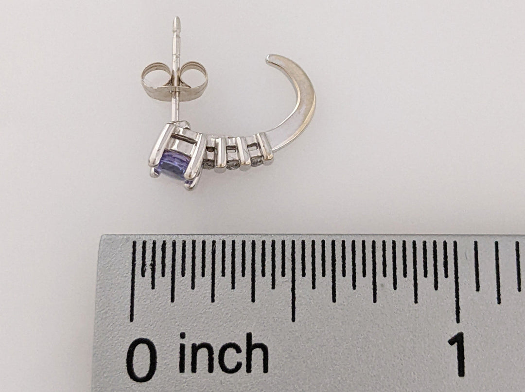 10KW TANZANITE ROUND 3.75MM WITH (6) MELEE ESTATE EARRINGS 1.9 GRAMS