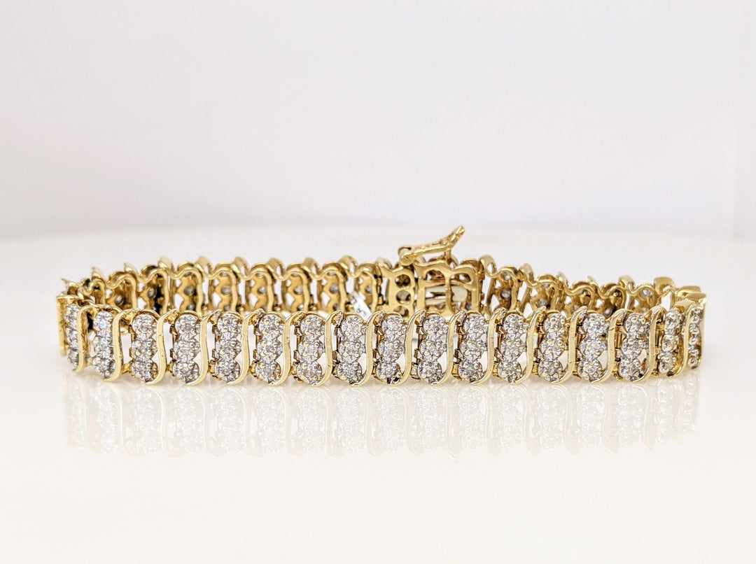 14K 1.98 CARAT TOTAL WEIGHT DIAMOND ROUND (111) S- LINK ESTATE BRACELET 16.4 GRAMS