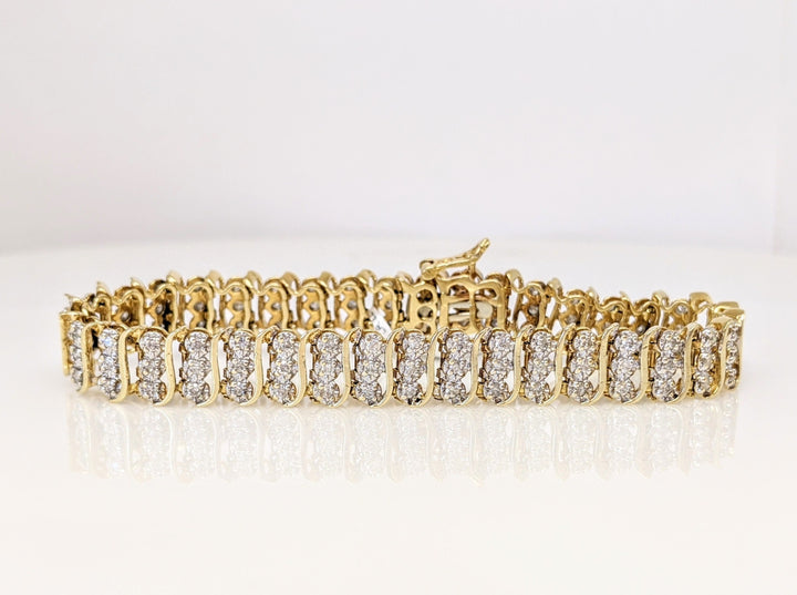 14K 1.98 CARAT TOTAL WEIGHT DIAMOND ROUND (111) S- LINK ESTATE BRACELET 16.4 GRAMS