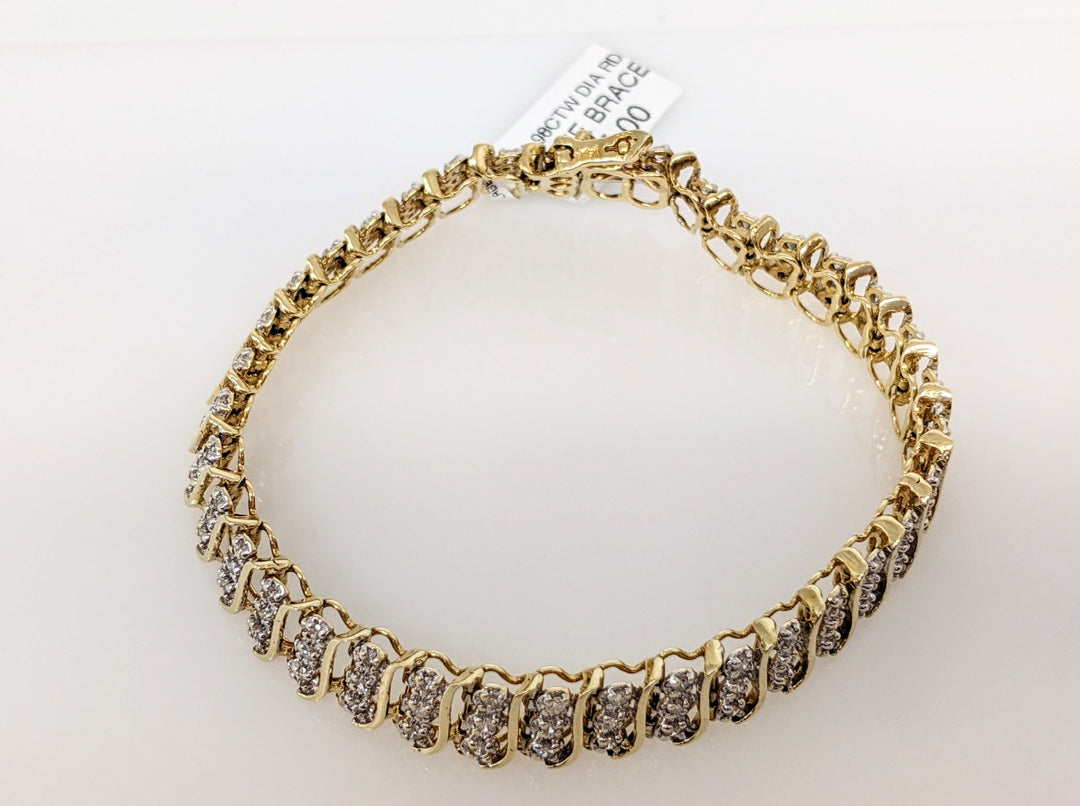 14K 1.98 CARAT TOTAL WEIGHT DIAMOND ROUND (111) S- LINK ESTATE BRACELET 16.4 GRAMS