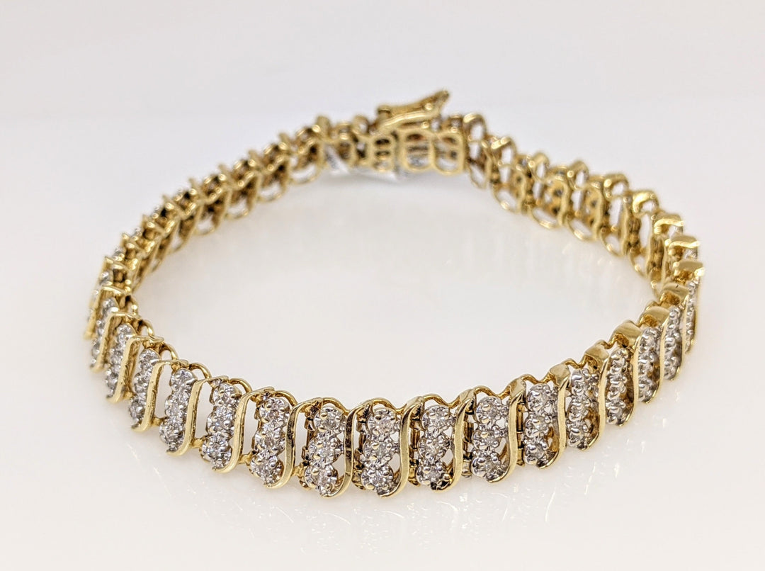 14K 1.98 CARAT TOTAL WEIGHT DIAMOND ROUND (111) S- LINK ESTATE BRACELET 16.4 GRAMS