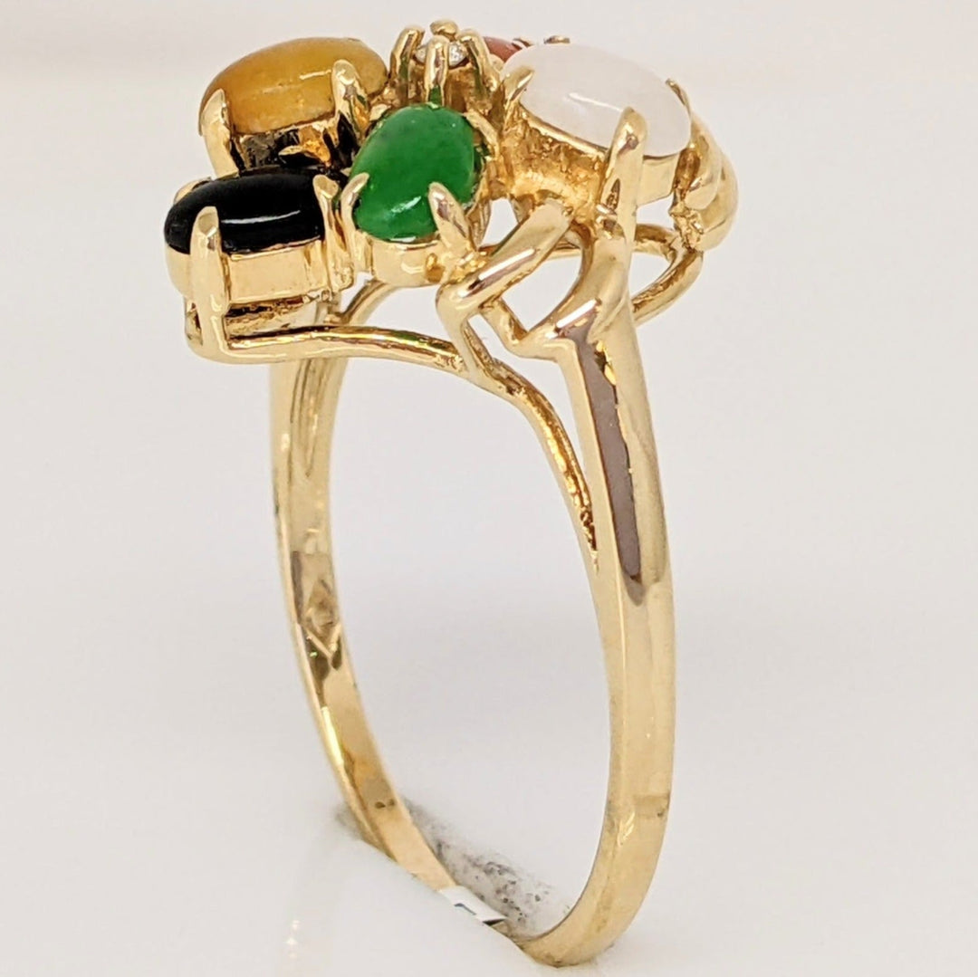 14K SCARAB OVAL 3X5 (5) ESTATE CLUSTER RING 2.8 GRAMS