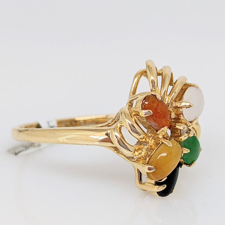 14K SCARAB OVAL 3X5 (5) ESTATE CLUSTER RING 2.8 GRAMS