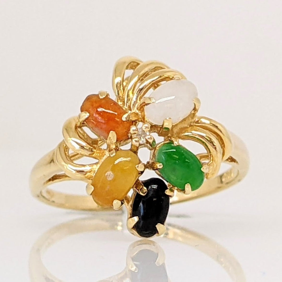 14K SCARAB OVAL 3X5 (5) ESTATE CLUSTER RING 2.8 GRAMS