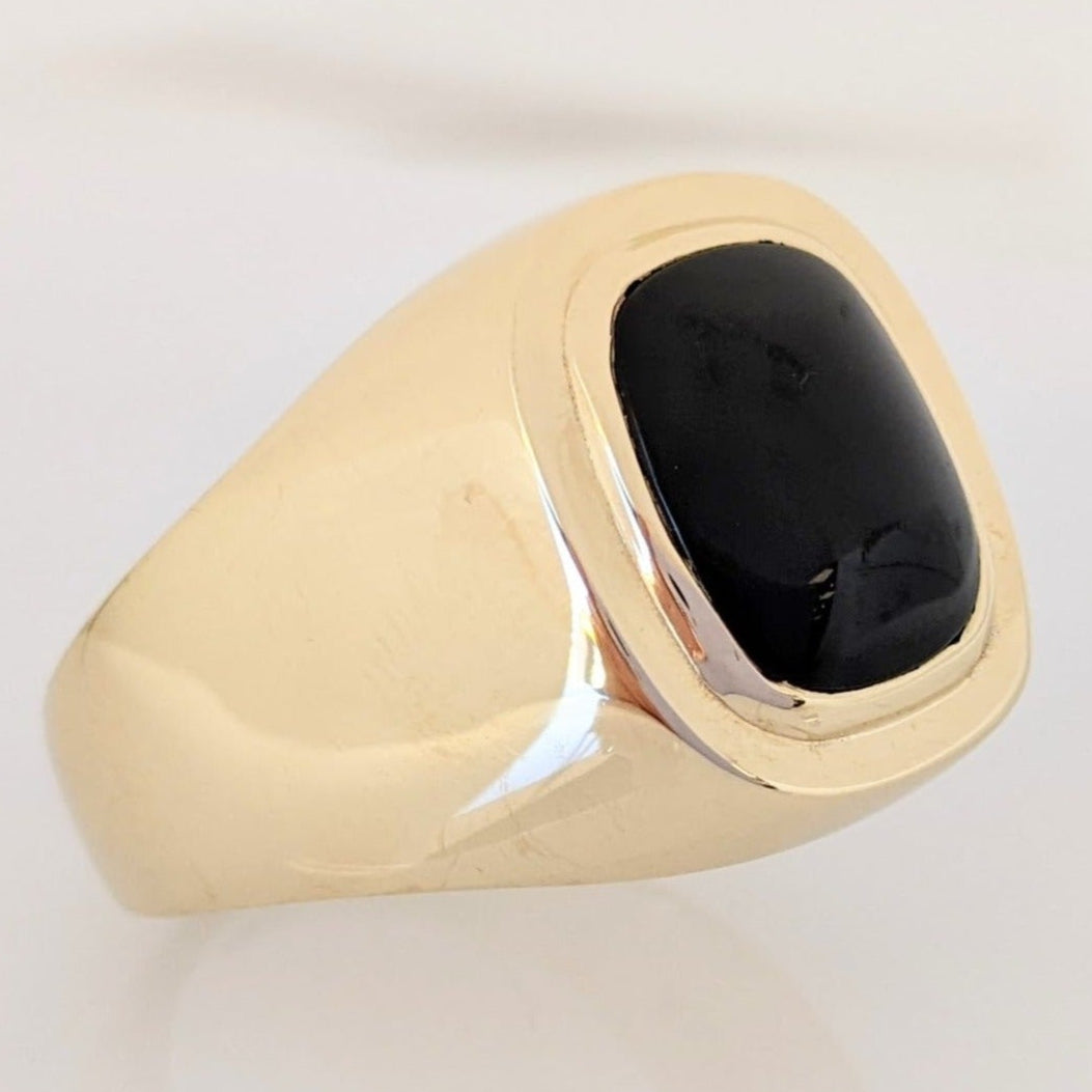 10K ONYX CABOCHON EMERALD CUT 9X11 ESTATE RING 16.9 GRAMS
