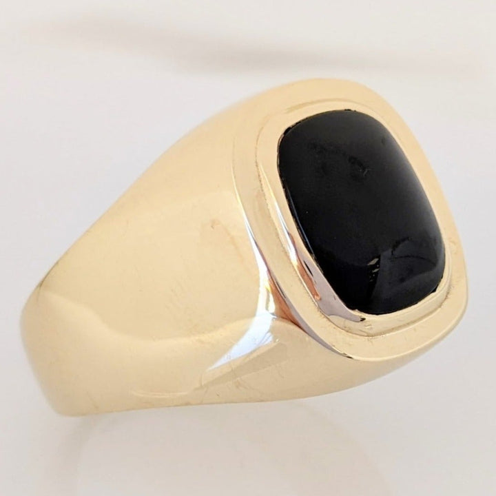 10K ONYX CABOCHON EMERALD CUT 9X11 ESTATE RING 16.9 GRAMS