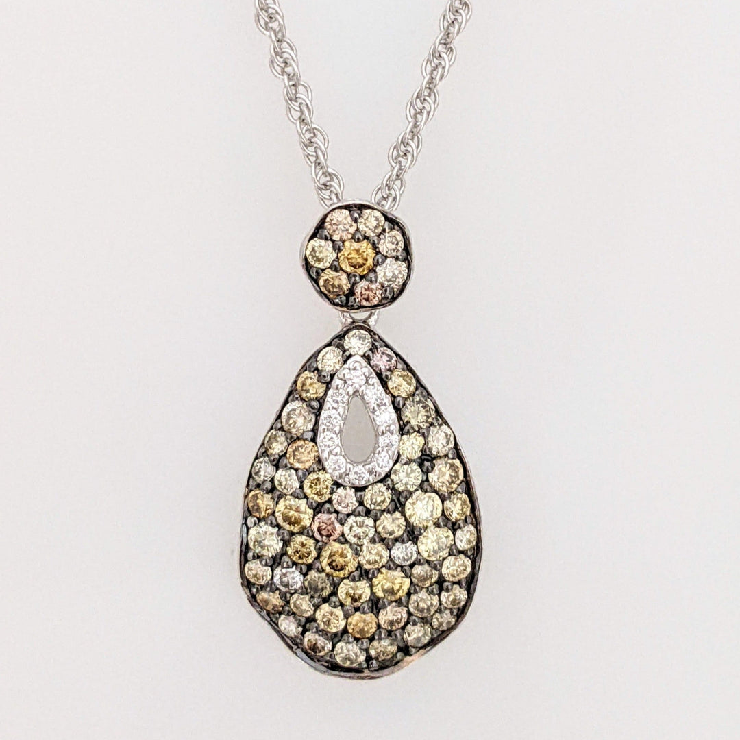 14K WHITE .56 CARAT TOTAL WEIGHT I1 YELLOW/ BROWN (70) ESTATE PENDANT & CHAIN 3.8 GRAMS