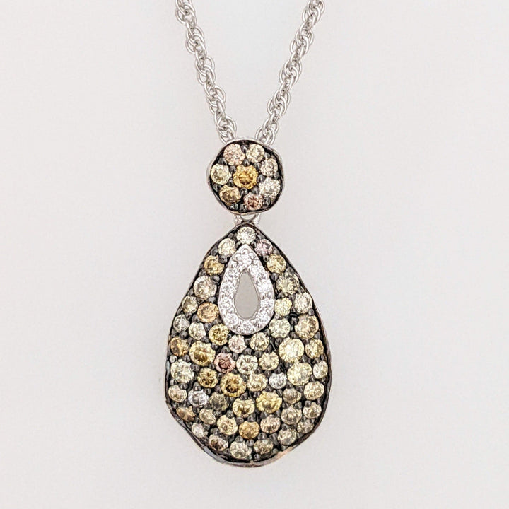 14K WHITE .56 CARAT TOTAL WEIGHT I1 YELLOW/ BROWN (70) ESTATE PENDANT & CHAIN 3.8 GRAMS