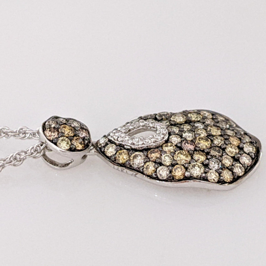 14K WHITE .56 CARAT TOTAL WEIGHT I1 YELLOW/ BROWN (70) ESTATE PENDANT & CHAIN 3.8 GRAMS