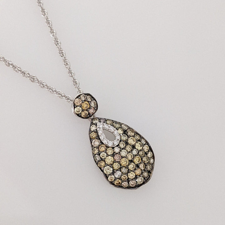 14K WHITE .56 CARAT TOTAL WEIGHT I1 YELLOW/ BROWN (70) ESTATE PENDANT & CHAIN 3.8 GRAMS