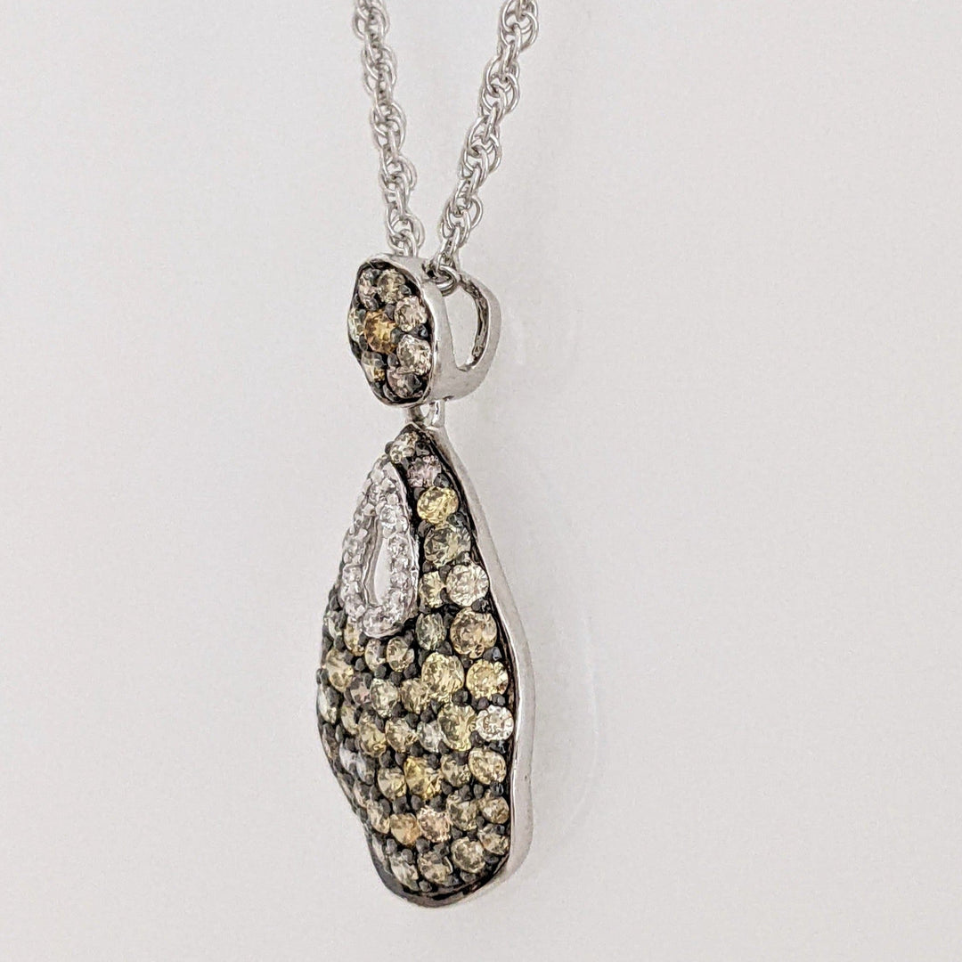 14K WHITE .56 CARAT TOTAL WEIGHT I1 YELLOW/ BROWN (70) ESTATE PENDANT & CHAIN 3.8 GRAMS