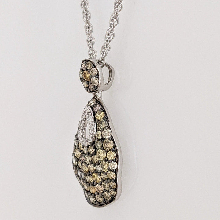 14K WHITE .56 CARAT TOTAL WEIGHT I1 YELLOW/ BROWN (70) ESTATE PENDANT & CHAIN 3.8 GRAMS