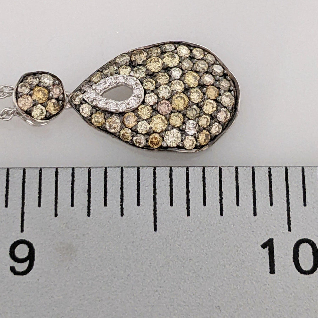 14K WHITE .56 CARAT TOTAL WEIGHT I1 YELLOW/ BROWN (70) ESTATE PENDANT & CHAIN 3.8 GRAMS