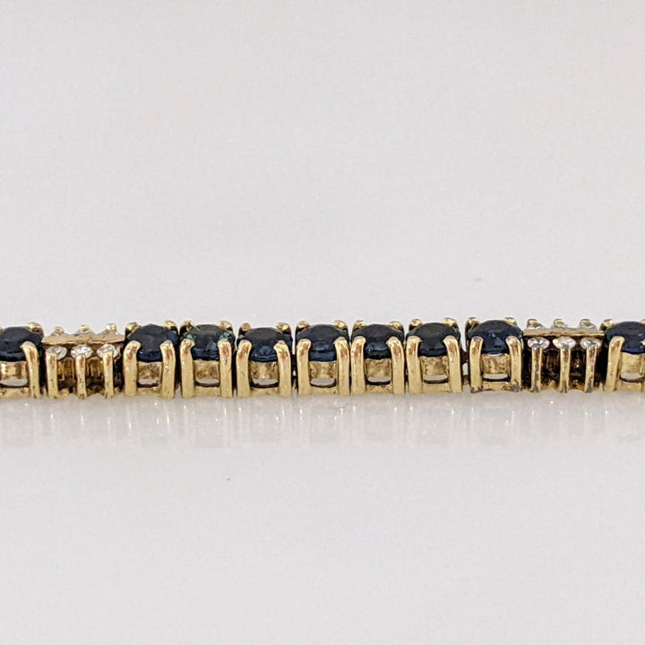 14K SAPPHIRE ROUND (21) WITH (12) MELEE ESTATE BRACELET 7.7 GRAMS