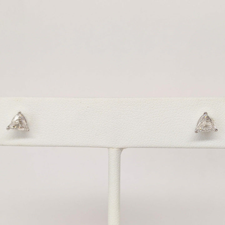 14K WHITE .54 CARAT TOTAL WEIGHT SI2 F DIAMOND TRILLION (2) ESTATE STUD EARRINGS 0.9 GRAMS