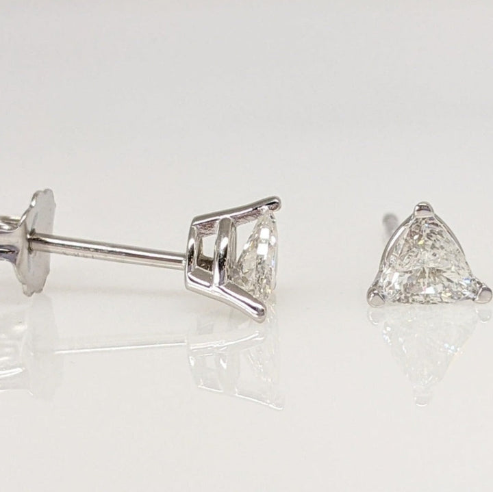 14K WHITE .54 CARAT TOTAL WEIGHT SI2 F DIAMOND TRILLION (2) ESTATE STUD EARRINGS 0.9 GRAMS