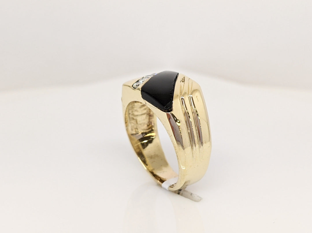 14K ONYX WITH .20DTW (4) ESTATE RING 9.7 GRAMS