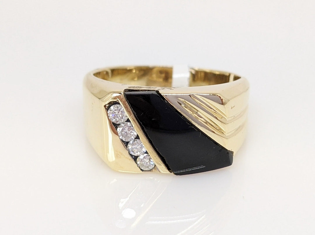 14K ONYX WITH .20DTW (4) ESTATE RING 9.7 GRAMS