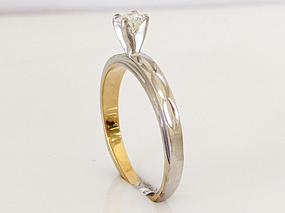 14K TWO-TONE .28 CARAT TOTAL SI I ROUND SOLITAIRE DIAMOND ESTATE 2.9 GRAMS