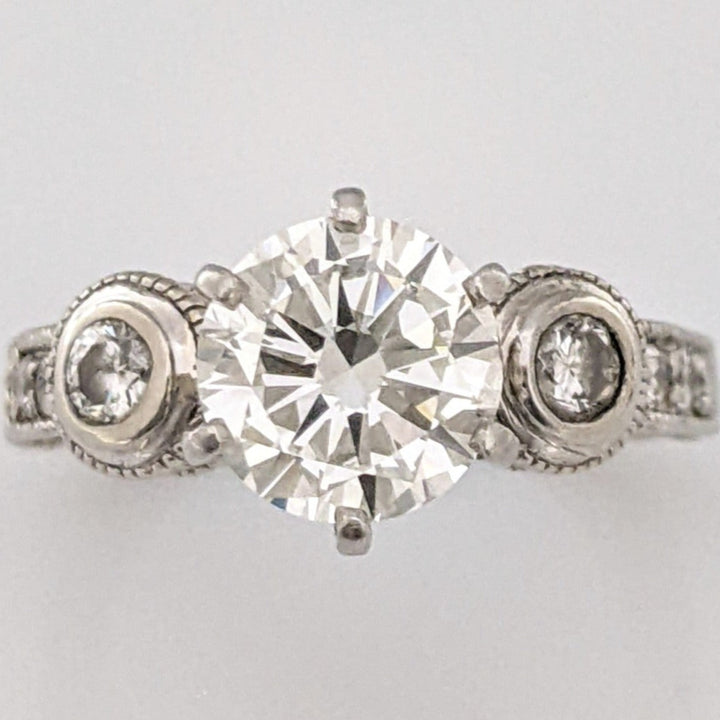 14K WHITE 2.77 CARAT TOTAL WEIGHT SI2 J DIAMOND ROUND (69) ESTATE RING 6.8G