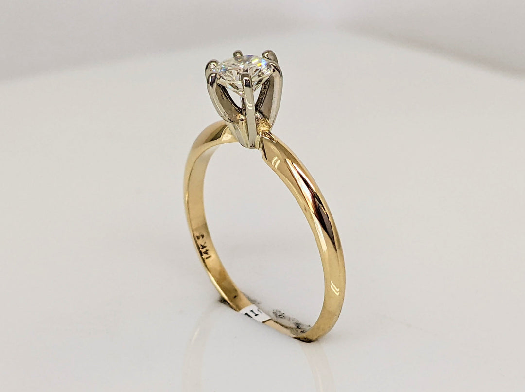 14K .50 CARAT TOTAL VS2 I-J DIAMOND ROUND 6-PRONG SOLITAIRE ESTATE RING 1.9 GRAMS