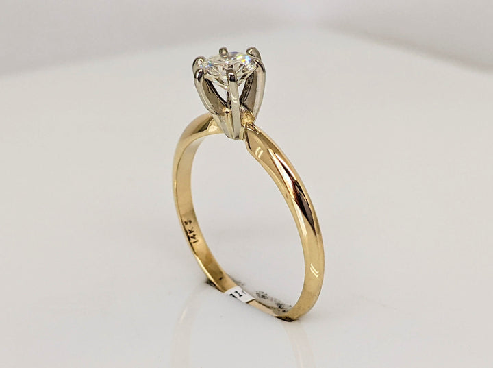 14K .50 CARAT TOTAL VS2 I-J DIAMOND ROUND 6-PRONG SOLITAIRE ESTATE RING 1.9 GRAMS