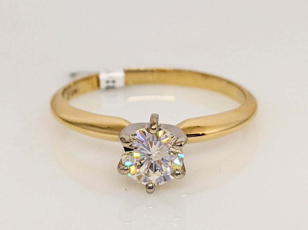 14K .50 CARAT TOTAL VS2 I-J DIAMOND ROUND 6-PRONG SOLITAIRE ESTATE RING 1.9 GRAMS