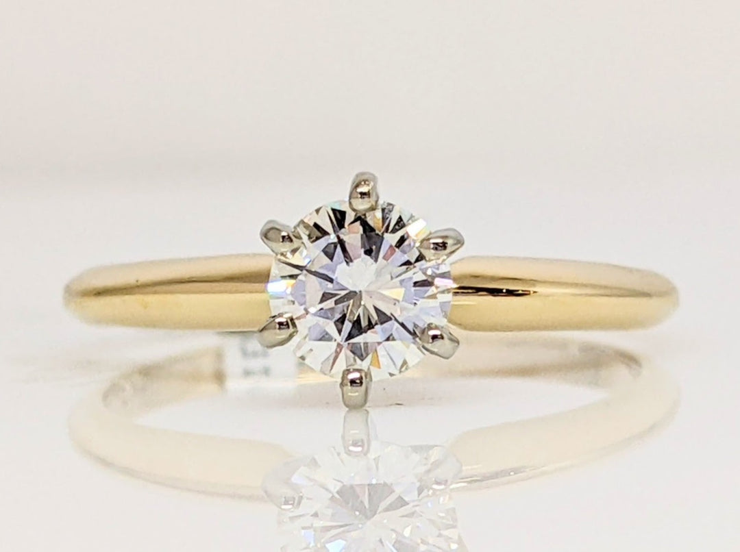14K .50 CARAT TOTAL VS2 I-J DIAMOND ROUND 6-PRONG SOLITAIRE ESTATE RING 1.9 GRAMS