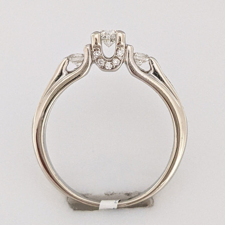 14K WHITE .46 CARAT TOTAL WEIGHT SI2 H DIAMOND ROUND (13) TRINITY ESTATE RING 3.2G