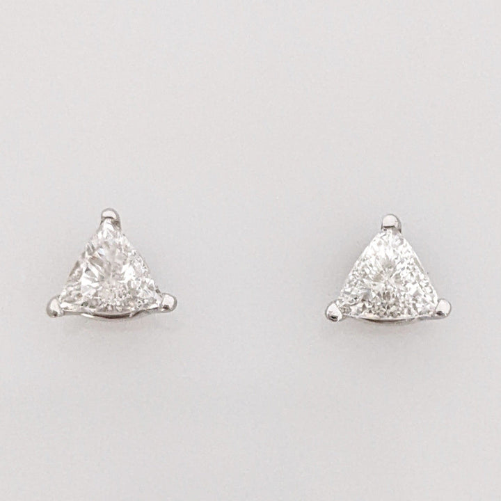 14K WHITE .54 CARAT TOTAL WEIGHT SI2 F DIAMOND TRILLION (2) ESTATE STUD EARRINGS 0.9 GRAMS