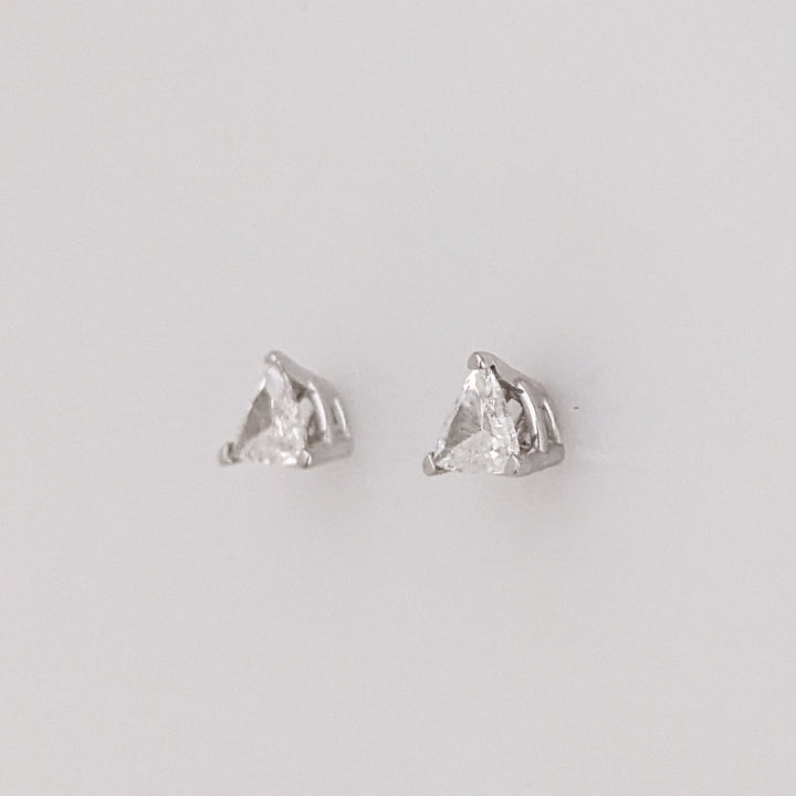 14K WHITE .54CTW SI2 F DIAMOND TRILLION (2) ESTATE STUD EARRINGS 0.9 GRAMS
