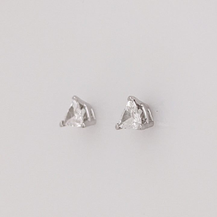 14K WHITE .54 CARAT TOTAL WEIGHT SI2 F DIAMOND TRILLION (2) ESTATE STUD EARRINGS 0.9 GRAMS