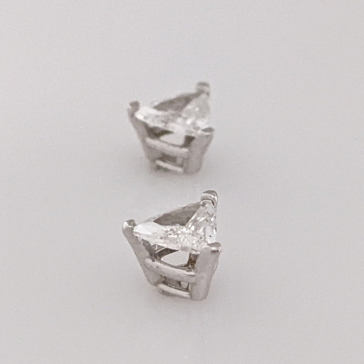 14K WHITE .54 CARAT TOTAL WEIGHT SI2 F DIAMOND TRILLION (2) ESTATE STUD EARRINGS 0.9 GRAMS