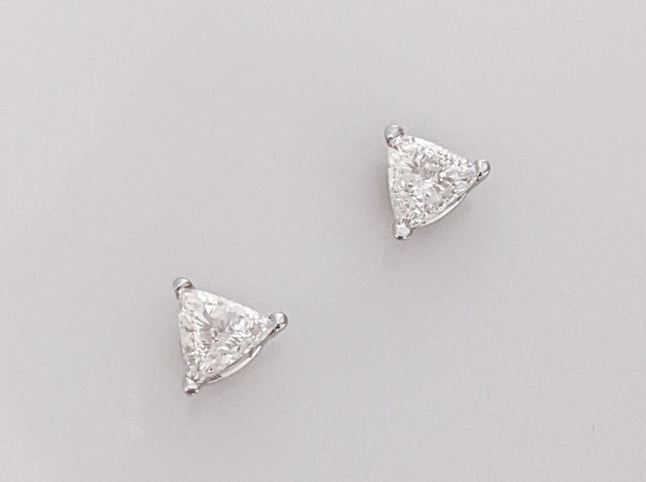 14K WHITE .54CTW SI2 F DIAMOND TRILLION (2) ESTATE STUD EARRINGS 0.9 GRAMS
